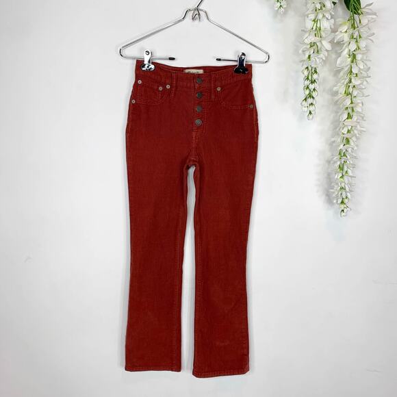 MADEWELL Cali Demi Boot burnt sienna corduroy bootcut pants button fly 3072 - Picture 1 of 12